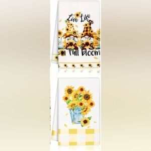 Set of 2 Yellow Country Kitchen Towels